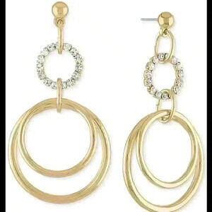Rachel Roy new Gold tone multi circle drop earring